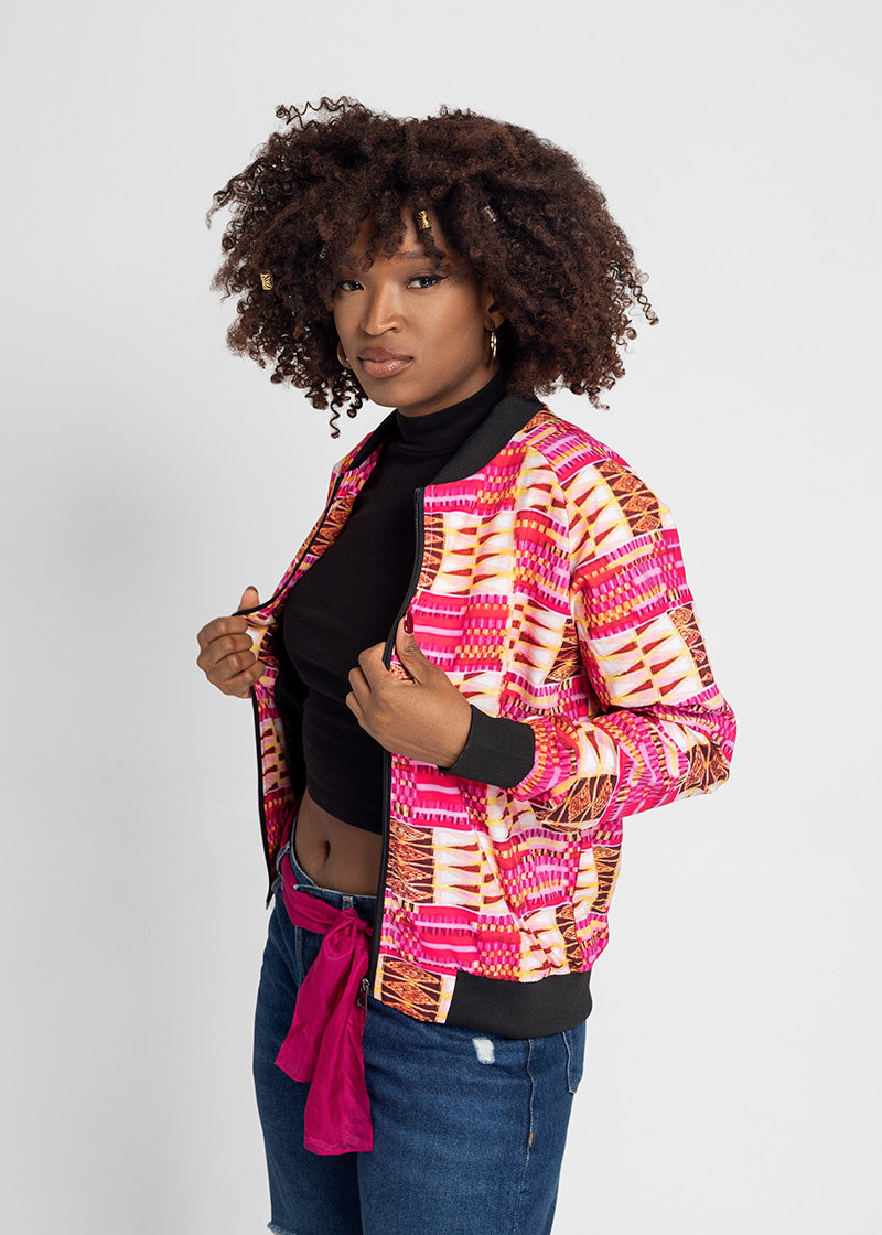 Women Women's Manjak Bomber | Rust/Black | West Africa Inspired M