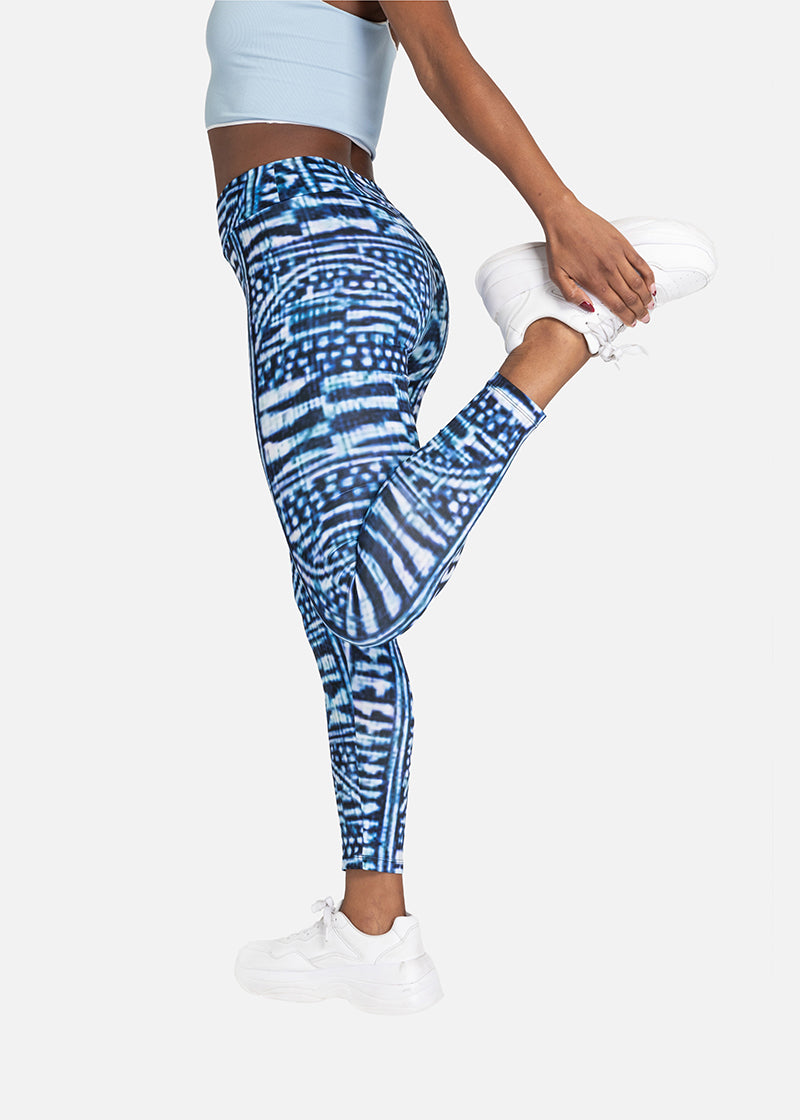 Nzinga African Print Adire Athleisure Yoga Leggings- Plus size