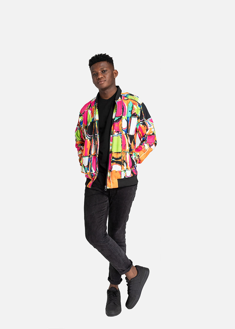 ohemaa-in-prints African Print Men’s Hoodie Bomber Jacket