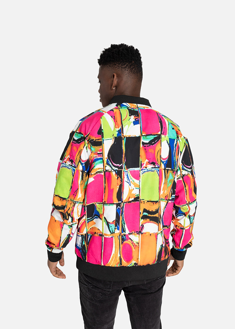 Men's African Print Hoodie Bomber Jacket